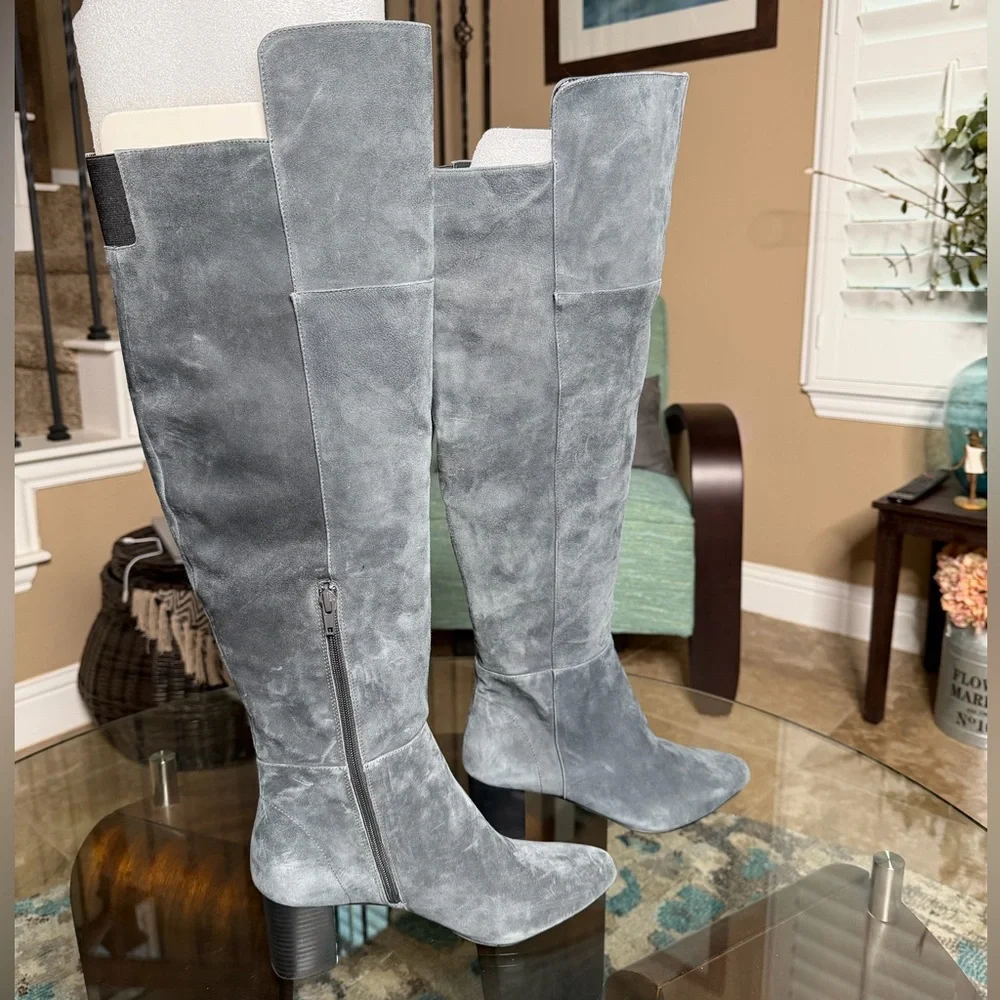 NEW White House Black Market Gray Suede Over the knee Boots, size‎ 9.5
